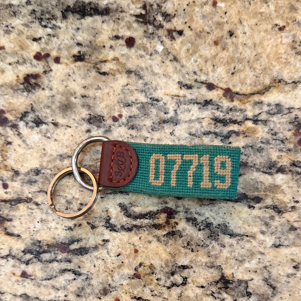 Green and Tan Keychain with 07719 Design BELMAR NJ 🌊